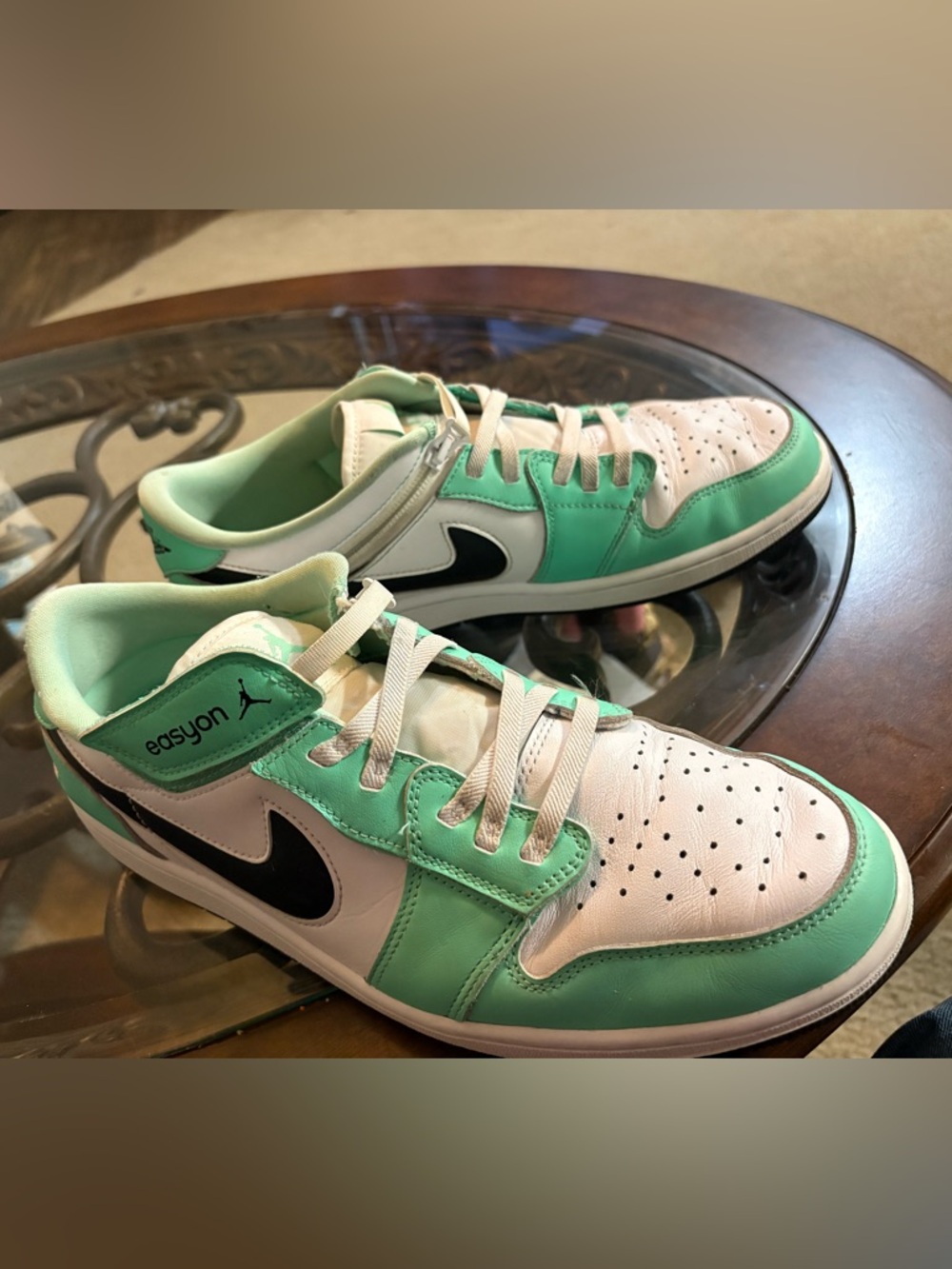 Size 13 Nike Men’s Sneakers White, Mint Green & Black